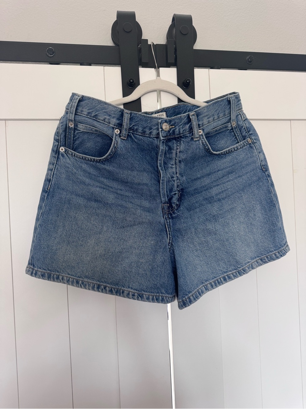 We The Free Vintage Wash High-Rise Denim Shorts - Blue